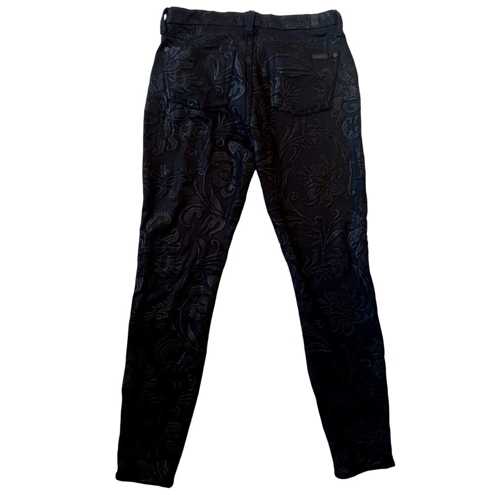 7 For All Mankind Gwenevere Black Floral Embroidered Jeans Pants Sz 29 Coquette - Picture 3 of 15